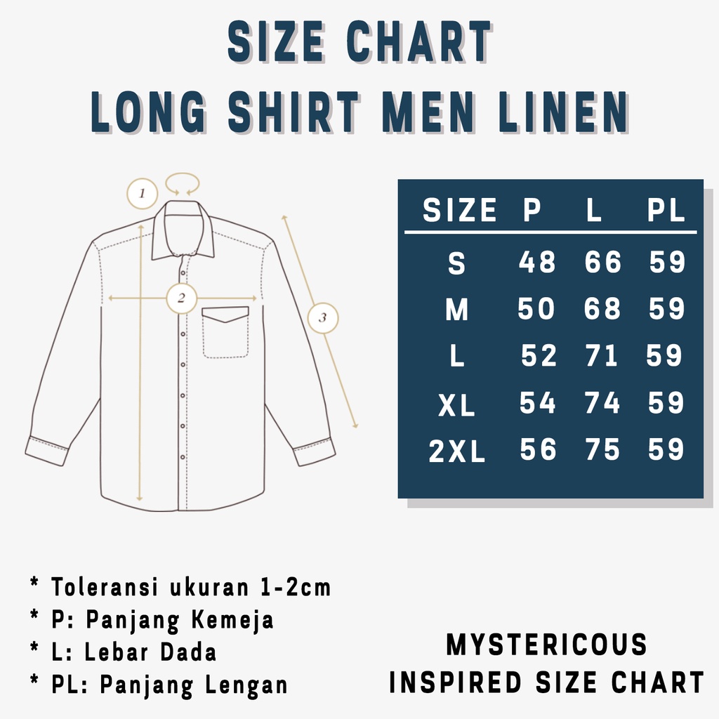 Mystericous Linen Look Kemeja Pria Lengan Panjang