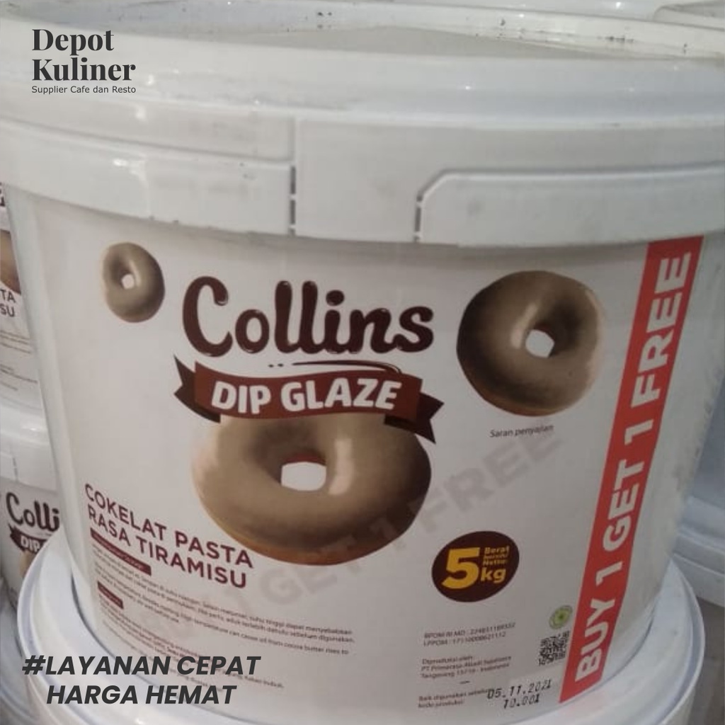 Collins Dip Glaze Tiramisu 5 KG - Collin Cokelat Pasta Rasa Tiramisu