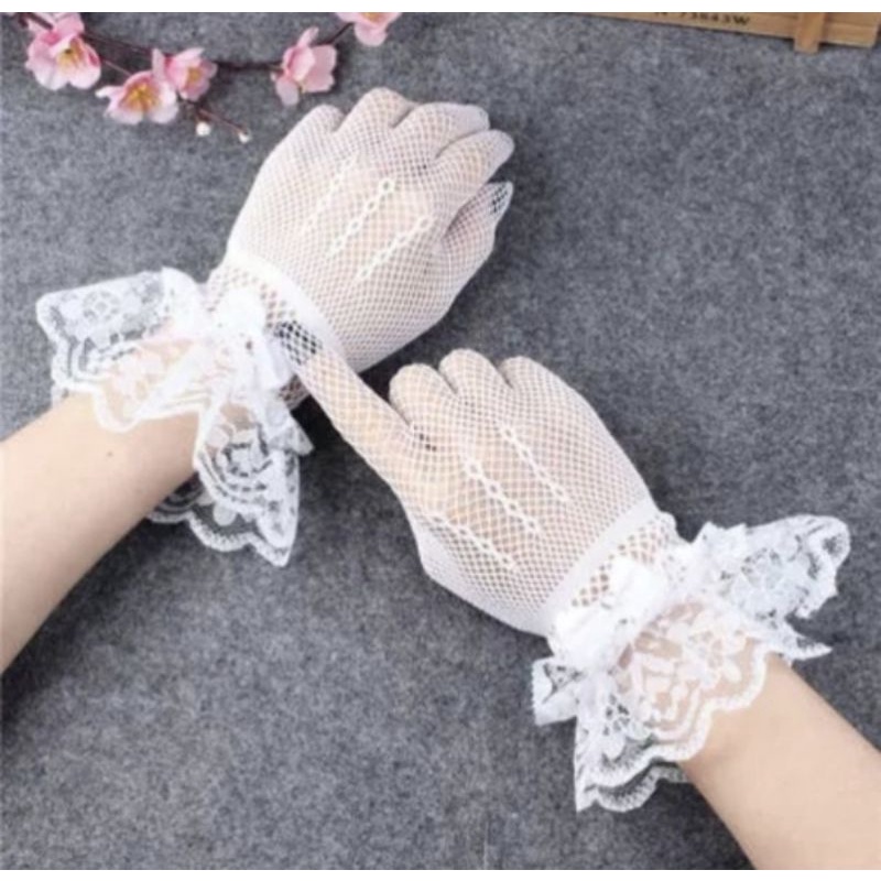 Sarung tangan pengantin/bridal wedding gloves model jaring