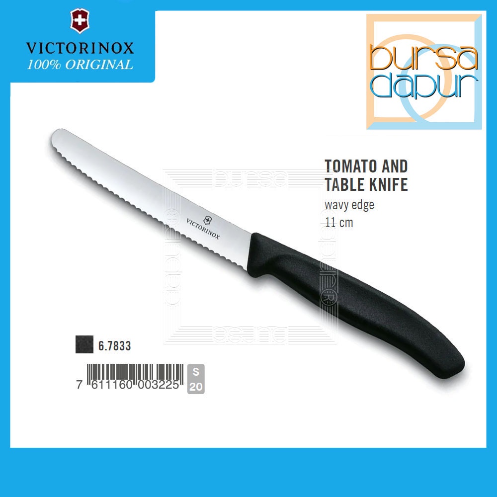 Victorinox [6.7833] Tomato and Table Knife Wavy Edge (Bergerigi) 11 cm - Black