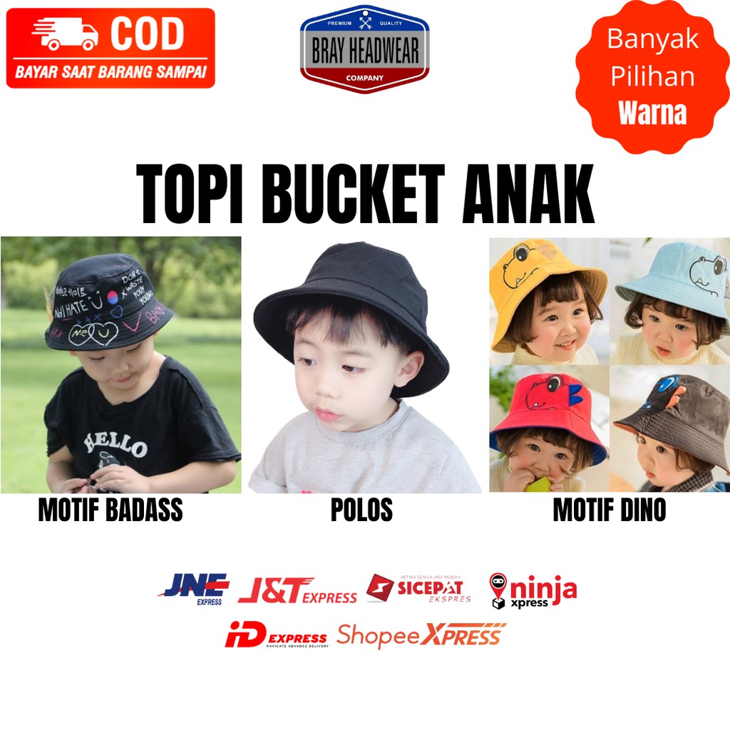 TERMURAH Topi Bucket Anak Laki Laki / Perempuan Karakter Kartun Dinosaurus Termurah