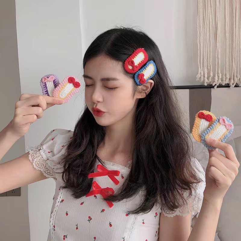 [COD] Jepit Rambut Wanita Rajut Hand Made Aksesoris Rambut Lucu Korean Fashion Import