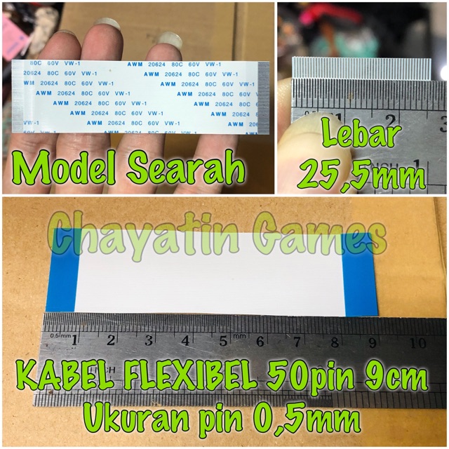 Kabel Flexibel 50 Pin Halus Searah Panjang 9 cm - UKuran Pin 0,5mm / 0,5 mm