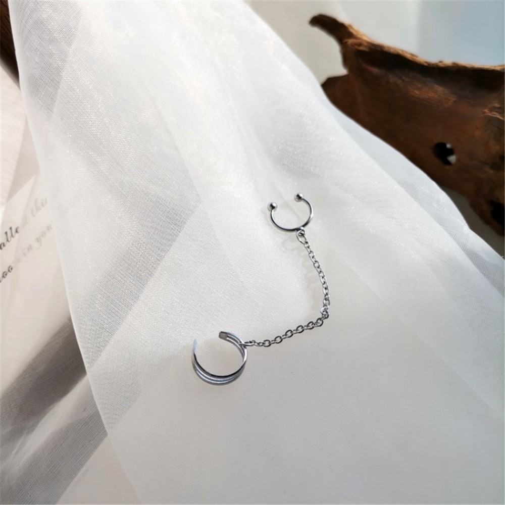 1pc Anting Rantai Klip Tulang Telinga Gaya Hip Hop Korea Untuk Perempuan-6