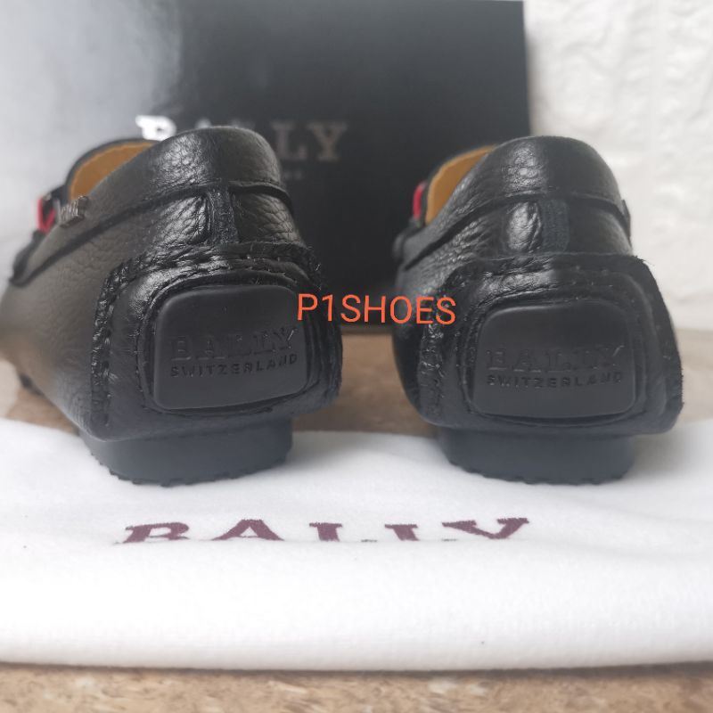 sepatu pria loafer bally Mirror quality model slip on cowok hitam kulit asli