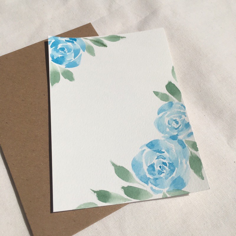 

Kartu Ucapan Handmade A6 Murah - Baby Blue Rose - Handlettering -Watercolor