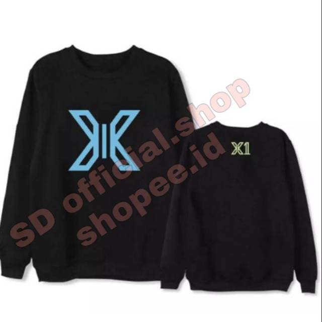 (BAYAR DITEMPAT) sweater basic Kpop X1 ( X depan sablon turkis)