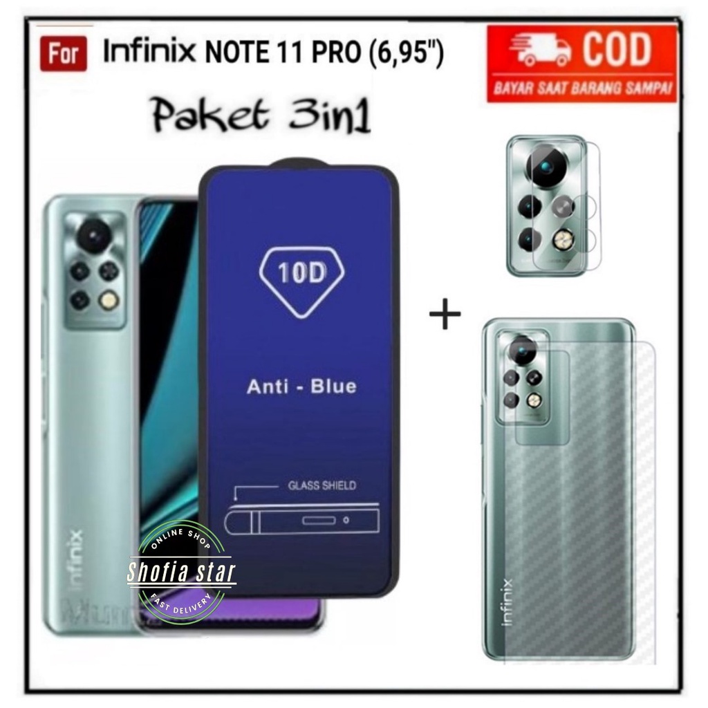 3IN1 TEMPERED GLASS BLUE LIGHT INFINIX NOTE 11s 11 PRO NOTE 11 NFC NOTE 11 HOT 11s NFC HOT 11S TG LAYAR ANTI RADIASI KACA FULL COVER