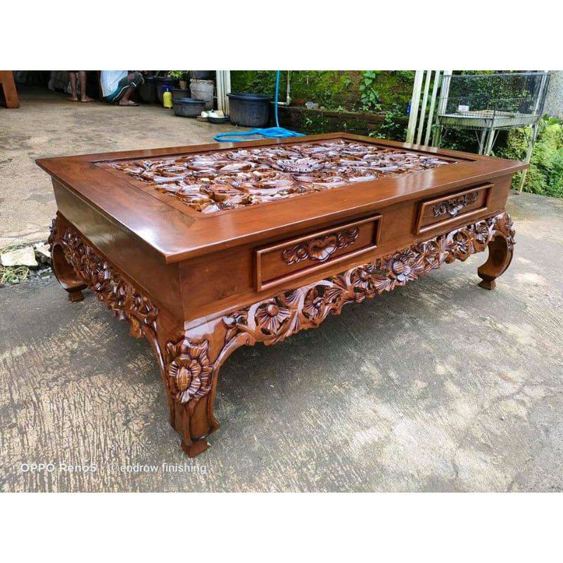 Meja Ketapang Laci Ukir Jati Meja Teh Ukir Jati Meja Kopi Lesehan Meja Lesehan Ukir Jati Furniture M