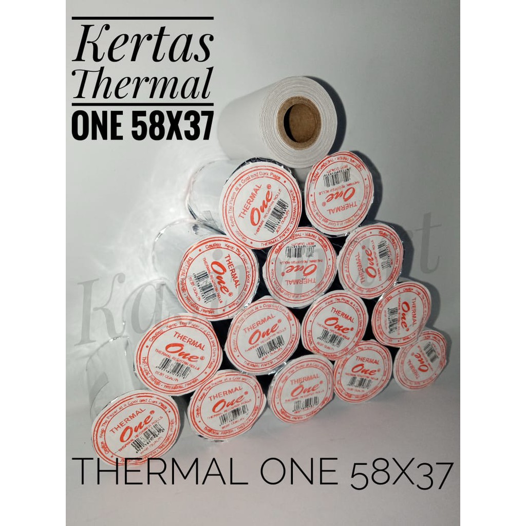 THERMAL ONE KERTAS THERMAL STRUK KASIR 58x40/58x37/57x40/57x37 MM HITAM PRINTER MINI BLUETOOTH