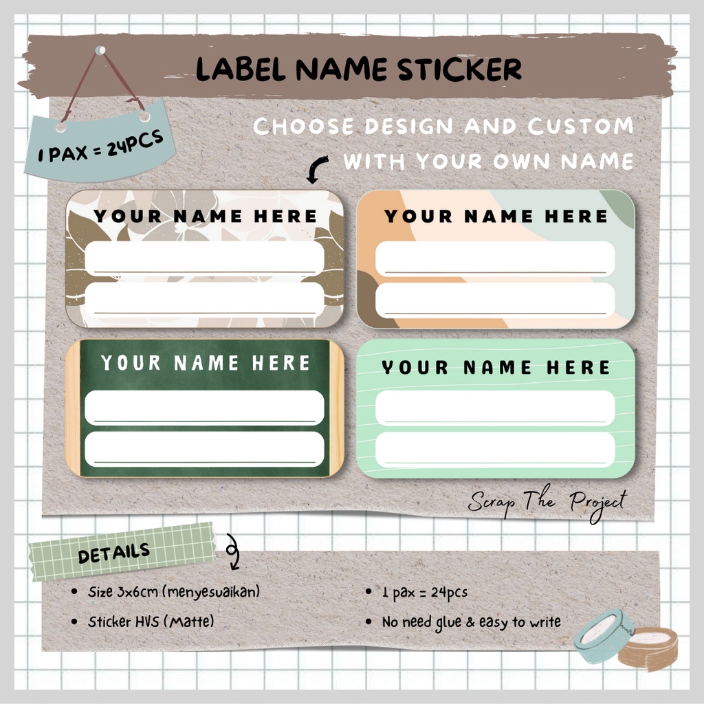 

STICKER NAME LABEL CUSTOM / STICKER BUKU NAMA ANAK 1PAX 24PCS / STIKER BUKU PELAJARAN SEKOLAH / NME PART 3
