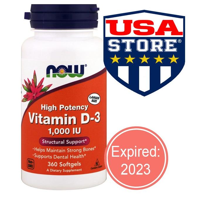 NOW FOODS VITAMIN D-3 1000 IU 180 & 360 SOFTGELS FOOD VIT D3 1000IU