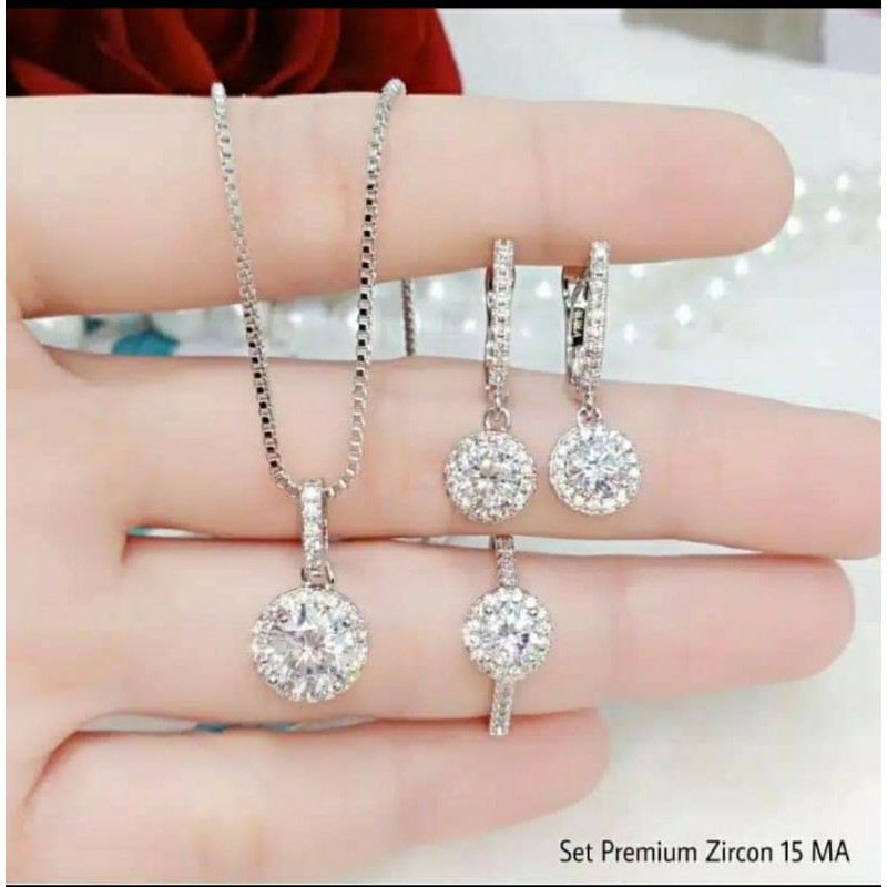 set perhiasan wanita silver//asli titanium