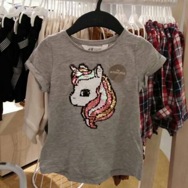 Sale hnm kaos anak perempuan unicorn grey (8-10y)