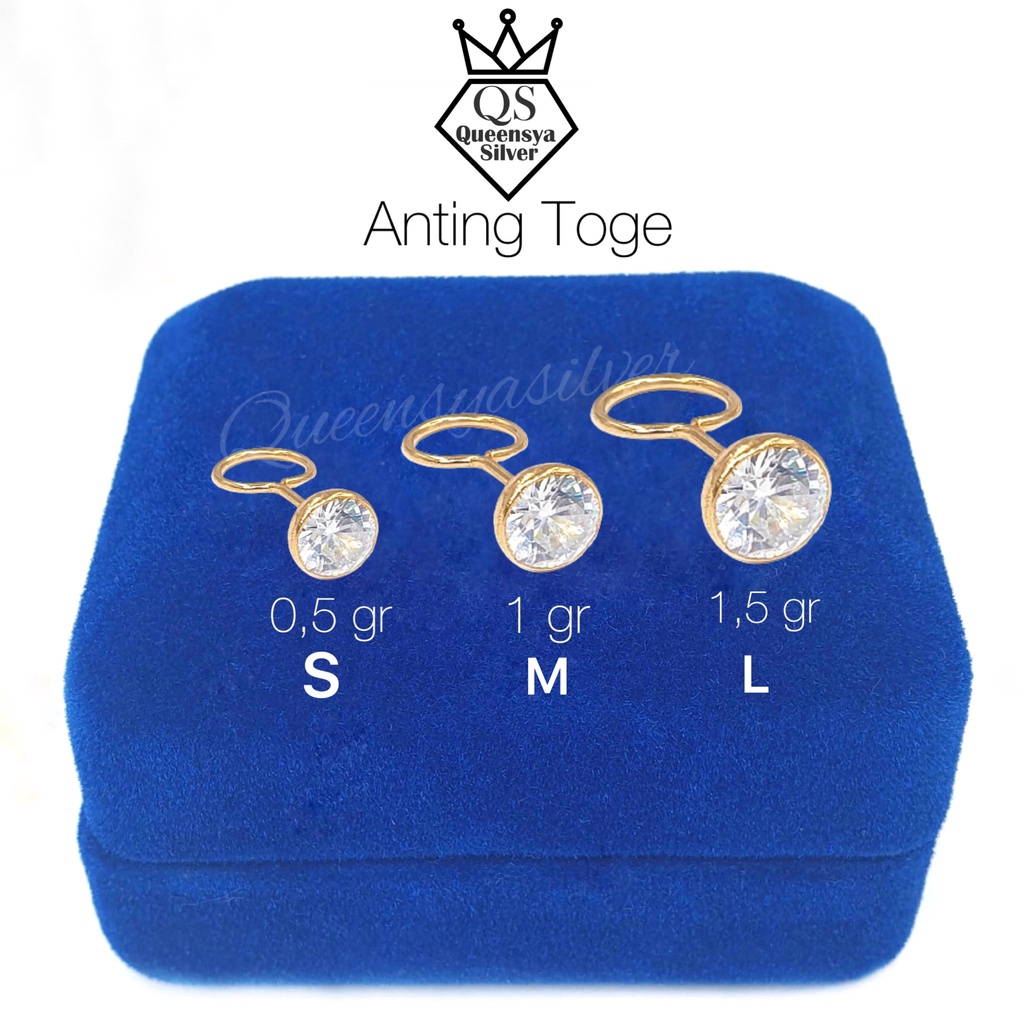 Anting Perak Asli Anting Toge Asli Silver 925 Lapis Emas Ukuran BAYI / REMAJA / DEWASA || Queensya Silver