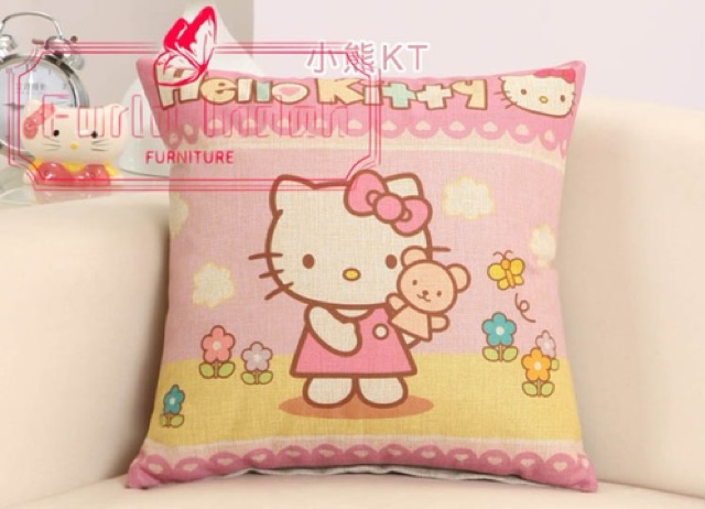 sarung bantal sofa sarung bantal kursi motif HelloKitty kartun 45×45cm