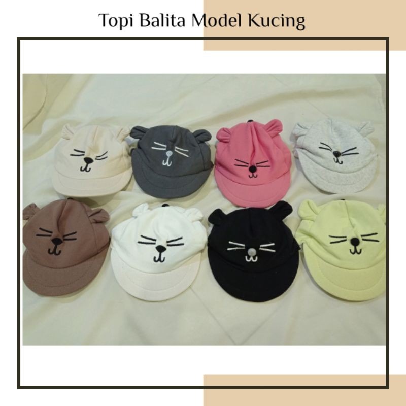 CC (TP7)Topi Bayi Model Kucing Topi Kucing Topi Bayi Kucing Topi anak anak motif kucing Topi Balita