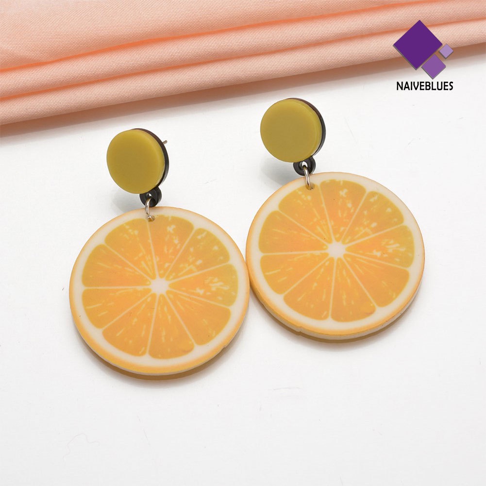 Anting Bentuk Buah Lemon Kiwi Bahan Akrilik Gaya Korea Untuk Wanita