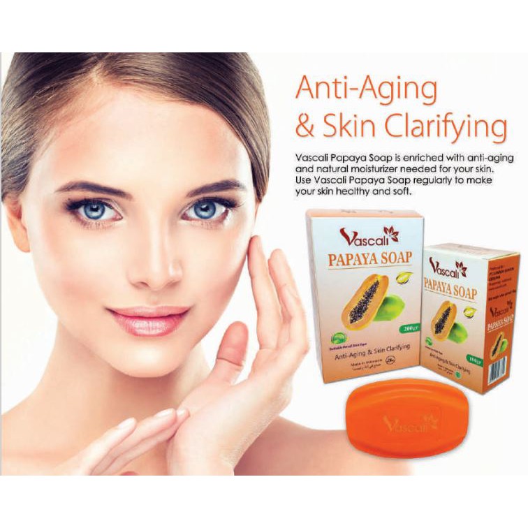 Sabun Mandi Pepaya Vascali Produk Asli Indonesia Sudah Dieksport ke 31 negara. Mencegah penuaan dini