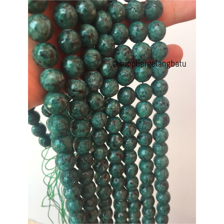 batu green badar lumut FACETED BEAD 10mm chrysocola bacan doko akik Grosir kerajinan tangan craft