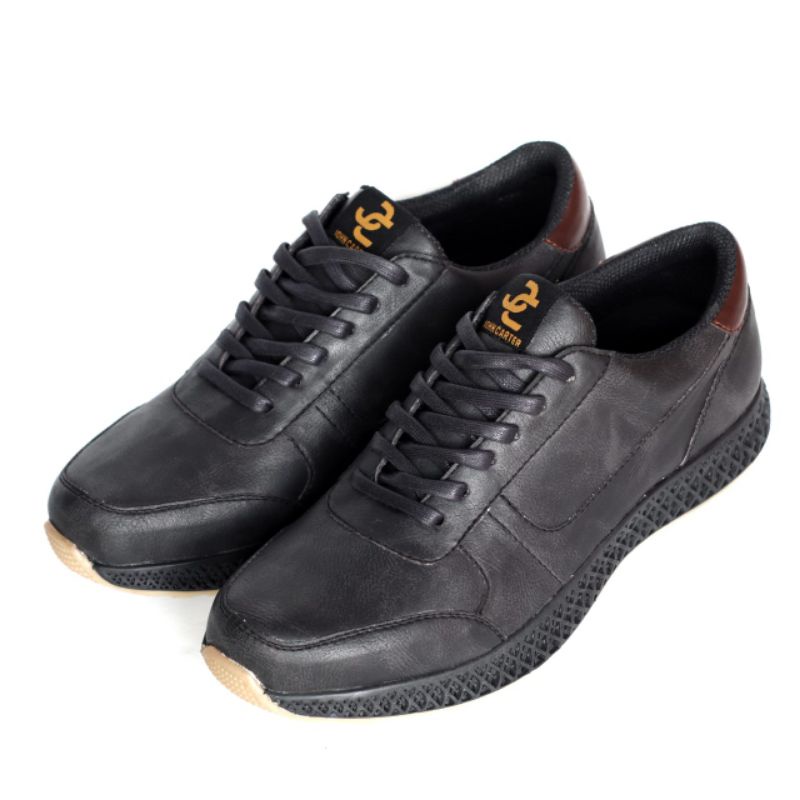 Xshoesbdg.id x Running Sepatu Casual Pria Sneakers Kasual Hitam Polos Cowo Kulit