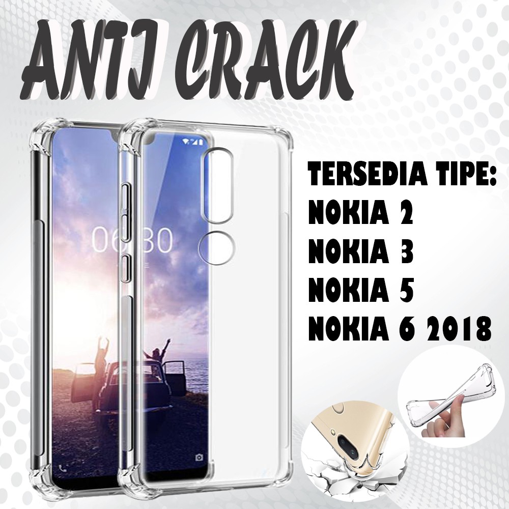 SILIKON KESING LUMNIA ACRYLIC Anticrack Case HP Anti Crack Casing Huawei Nova 2 /Y541 Y5/Nokia 5 Oppo A1k Realme C2 Sarung kondom Pelindung Handphone