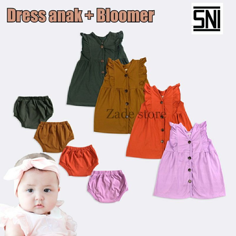 Dress Bayi SNI setelann dress dan celana dalam bahu ruffle Cotton tebal Joel dress anak perempuan dr