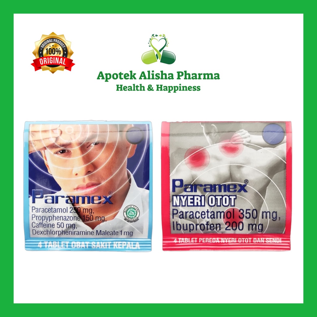 Paramex Tablet / Nyeri Otot / Flu Batuk (Strip 4tablet ) - Paramek Tablet Biru / Merah / Hijau Obat Sakit Kepala / Pusing / Nyeri Otot Sendi / Flu Pilek / Batuk