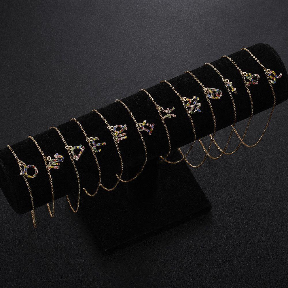 Perhiasan Kalung Horoskop Nanas12 Warna-Warni Leo Rasi Bintang Kristal