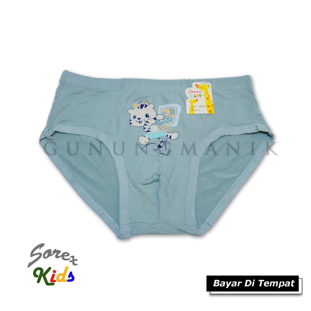 1 LUSIN SOREX KID'S CELANA DALAM  ANAK COWOK BAHAN KATUN LEMBUT MOTIF POLOS TERMURAH