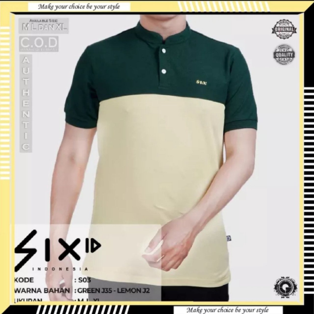 KAOS Six Kerah Gerimis POLO Sanghai Wangki Pria Dewasa 100% Original Premium Pakaian Baju Distro SIX