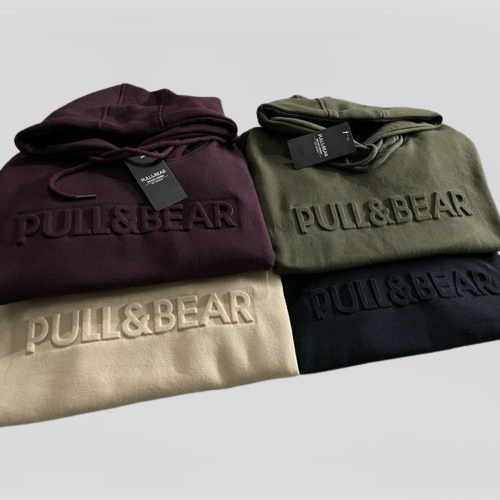 Jaket Hoodie PullBear Emboss 3D Hitam - Sweater Pull &amp; Bear Premium Unisex