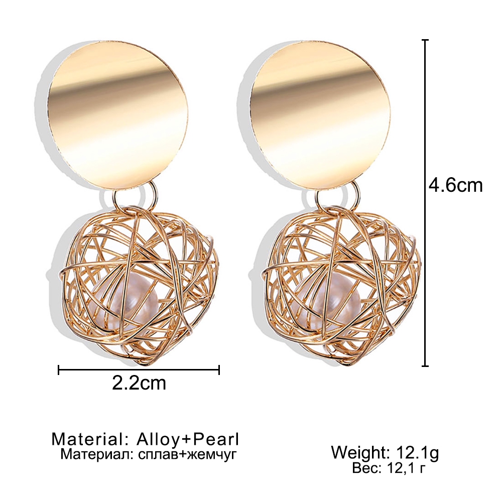 Anting Gantung Bentuk Bola Geometris Gaya Modern Untuk Wanita