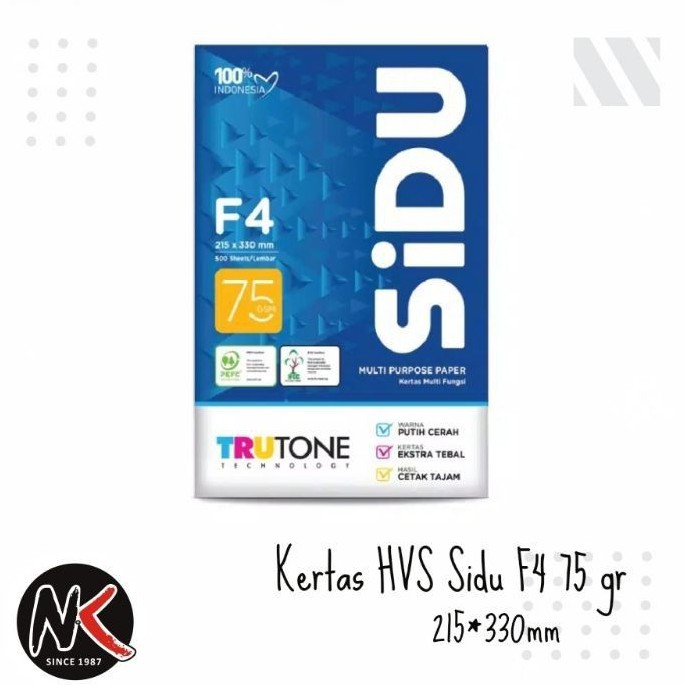 

kertas HVS/Kertas Print/Kertas Fotocopy/Copy paper/Fotokopi F4 Folio 75 gr (75gr) SIDU SINAR DUNIA