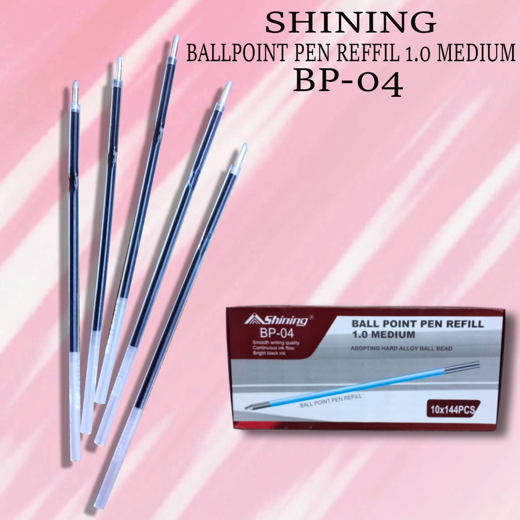 

Isi ulang pulpen tinta Ballpoint Pen Reffil Shining ukuran Medium 1.0 ( isi 144 pcs )