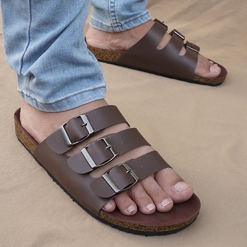 Sandal Slop Murah BIRKENSLIDE Kasual Slop Sendal GESPER Keren FullBlack Terlaris