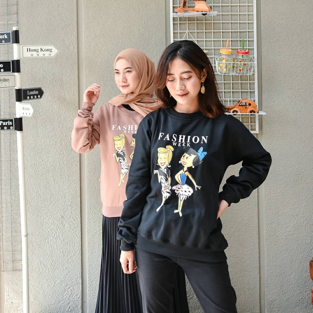 Flinstone Wife Sweater Unisex Motif Print-OOTD Best Quality All Size Fit to L