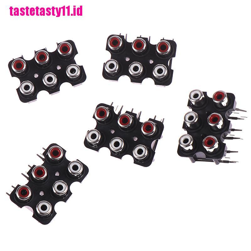 5pcs Soket input Audio Jack AV 6 Lubang RCA Female Stereo