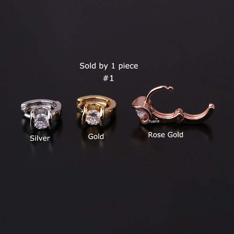 1pc Anting Tindik Tragus Hoop Helix Rook Bentuk Bintang Hati Ular Bahan Tembaga Hias Zircon