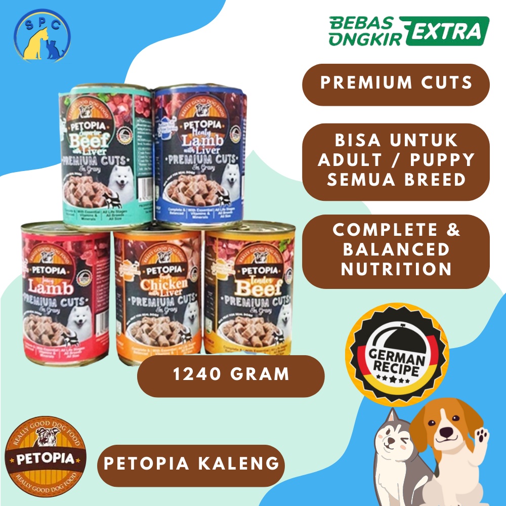 PETOPIA Makanan Basah Anjing Dog Food Petopia Kaleng 1240 Gram Premium Cuts