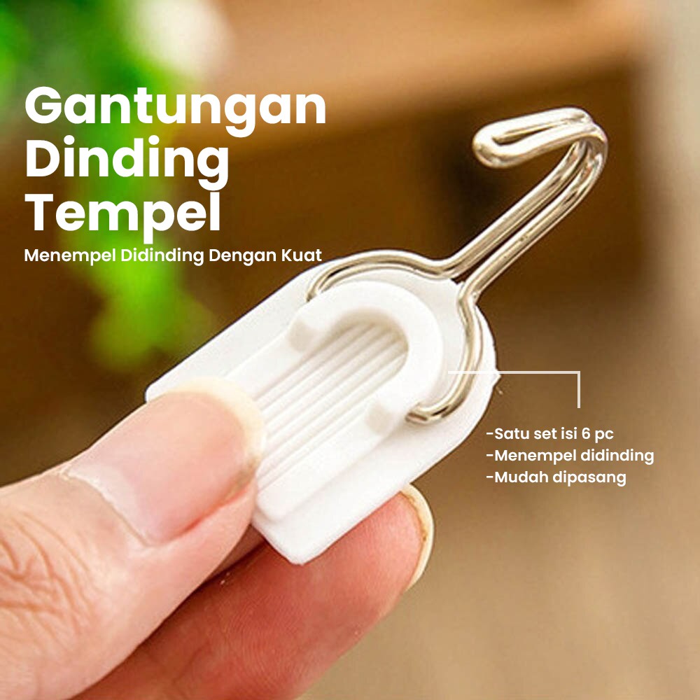 Gantungan Dinding 1 Set 6 Pcs Hook Tempel Multifungsi