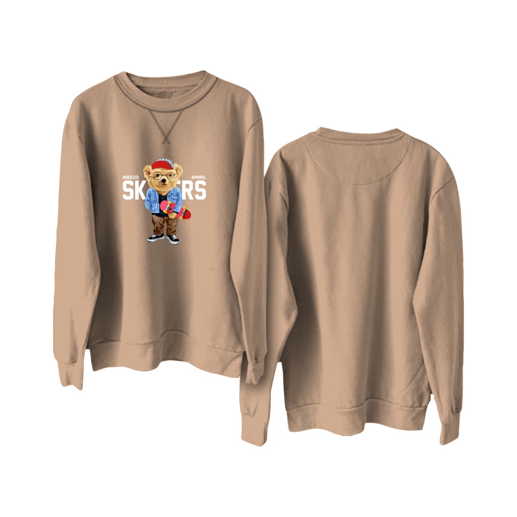 BRIGO Basic Sweatshirt BERUANG SKATER II Sweater Crewneck BRIGO Sablon DTF Fleece Cotton II SIZE M-XXL (Pria &amp; Wanita) Free stiker&amp;Gantungan Kunci