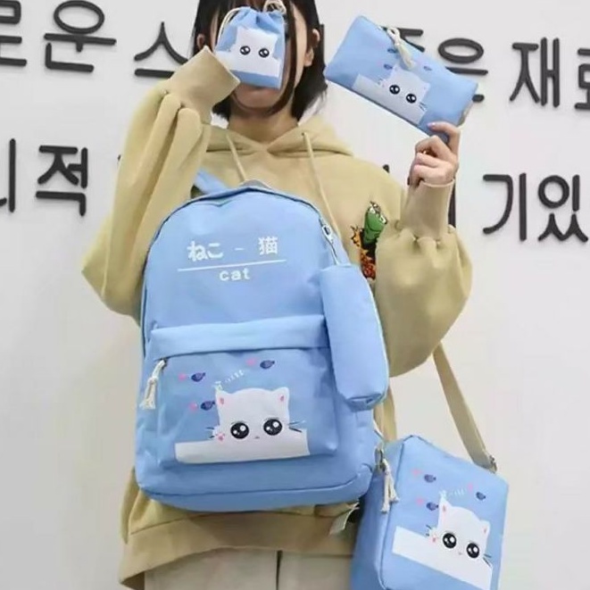 MOEZHA_TAS  (WHAIT CAT) RANSEL ANAK SEKOLAH LAKI LAKI SD TK PAUD MOTIF KARTUN