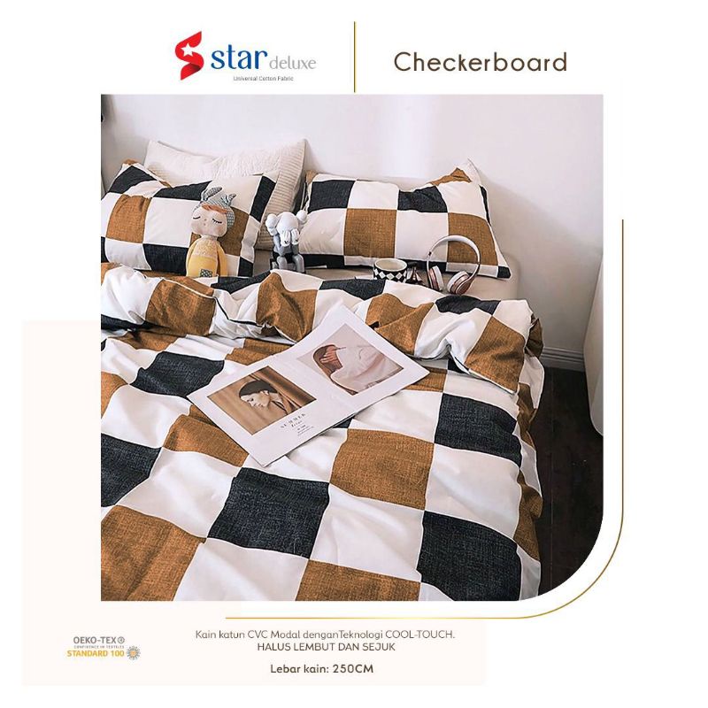 kain sprei meteran motif checkerboard KOTAK