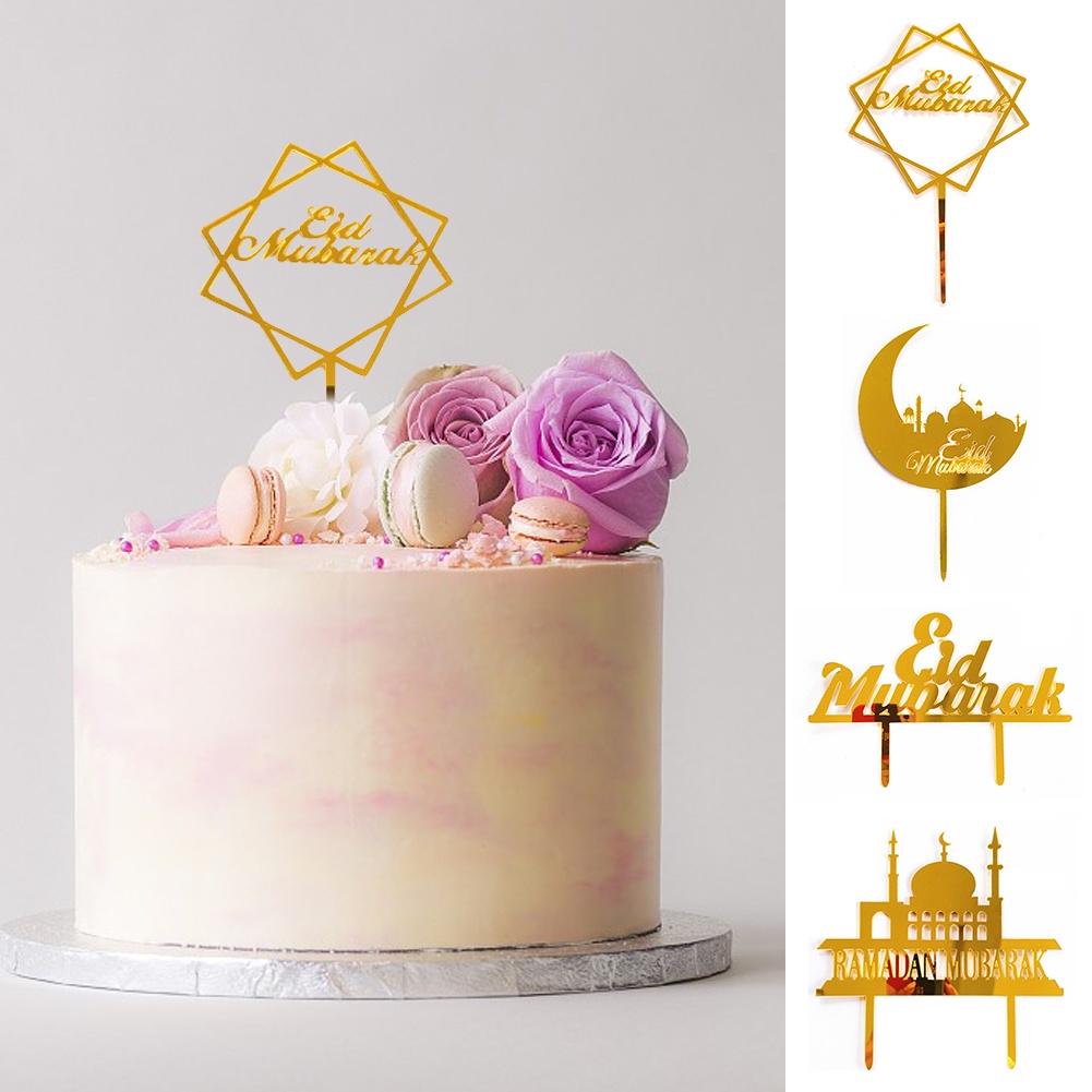 Topper Kue Desain Eid Mubarak Untuk Dekorasi Pesta Festival Ramadhan