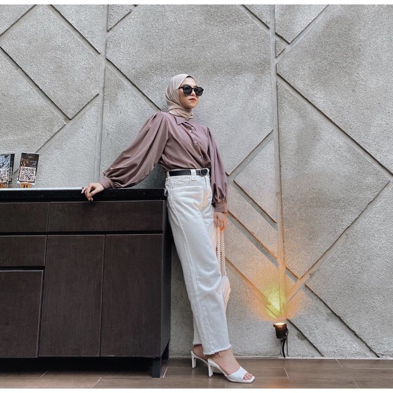 BL WHITE KULOT JEANS BERSHKA