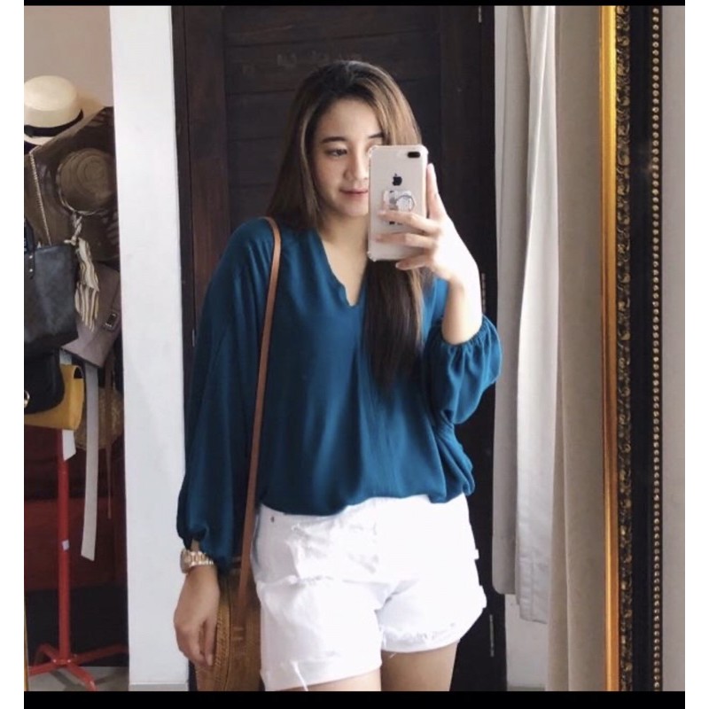 DEA OVERSIZE BLOUSE WARNA TEAL BLOUSE DOMINICA.INC