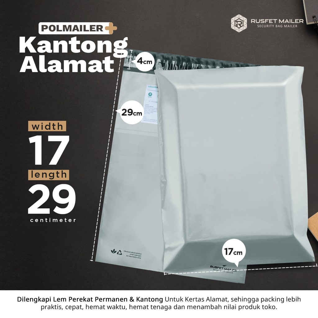 

PLASTIK PACKING ONLINE SHOP POLYMAILER POLIMAILER LIGHT GRAY 17X29