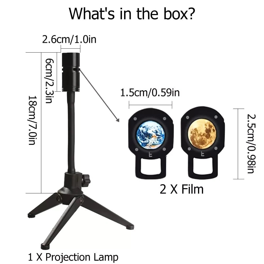 Moon Earth Projection LED Lamp 2-in-1 - Lampu Proyeksi Bumi dan Bulan