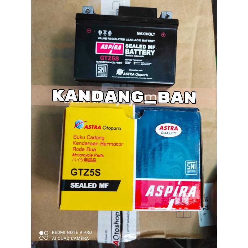 Aki kering ASPIRA type GTZ5S untuk Vario 110 cc,Carbu,CW,Teknologi,fi,injection